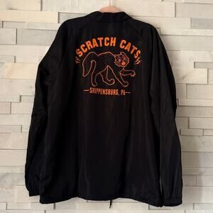 CREEPY CO BEISTLE *RARE* Scratch Cat Fleece Lined Snap Up Jacket XL Black Spooky